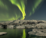 Noorderlicht bij Jökulsárlón (gletsjer meer)