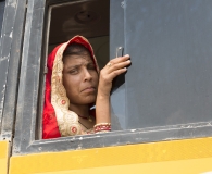 the lady at the bus